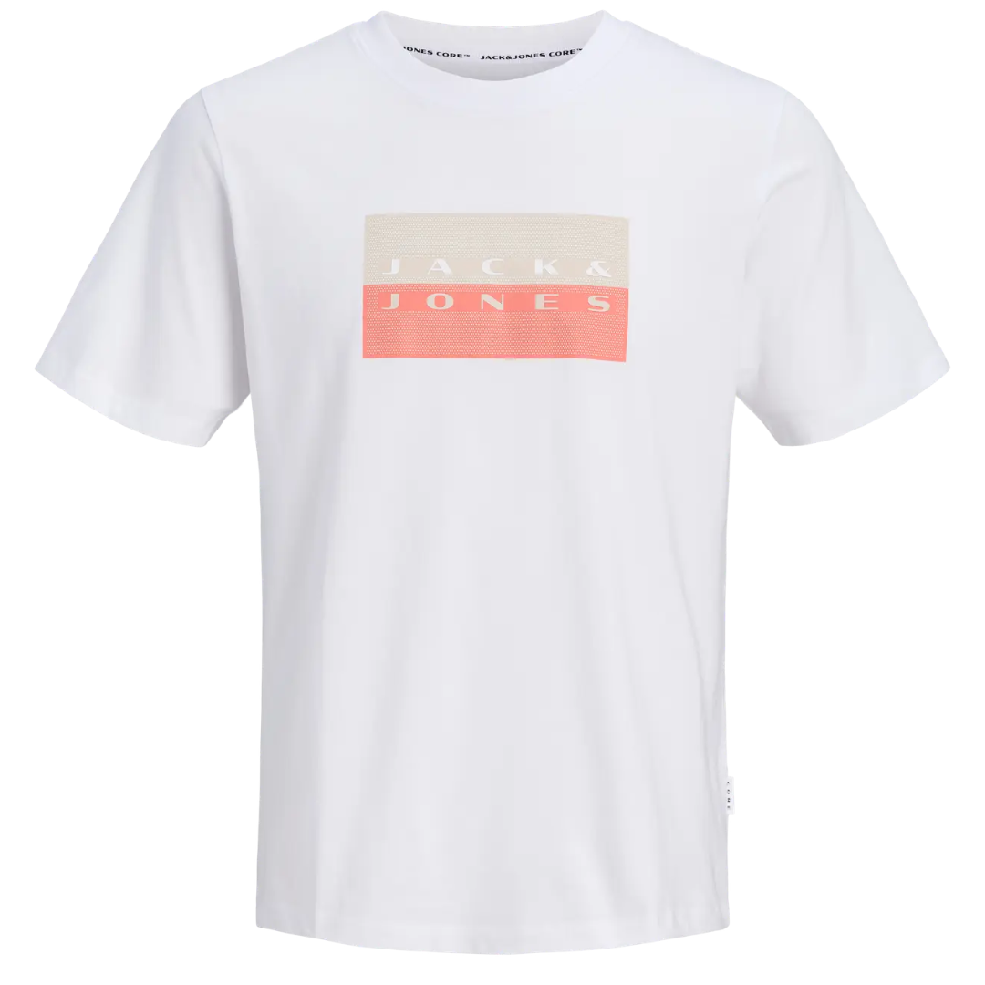 J&J Bela Muška Majica JCOFUSION DOTS PRINT SS CREW
